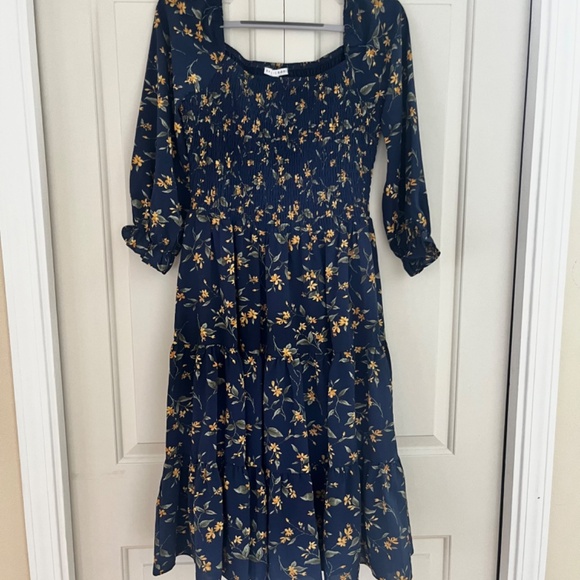 NWOT Baltic Born Marta Smocked Midi Dress - Picture 2 of 5